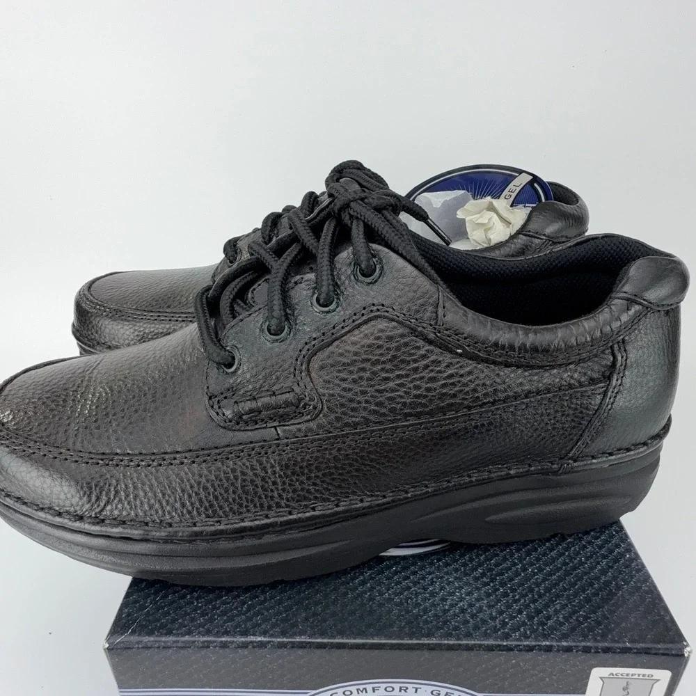 Nunn Bush Cameron Black Tumble Leather Comfort Gel Oxford Shoes‎ Mens 9M NIB